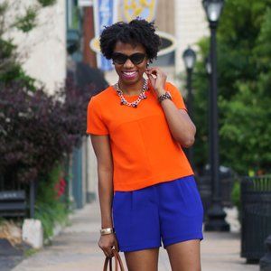 J Crew  Matte Orange Short Sleeve Blouse